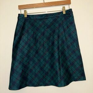Margaret M Teal and Navy Plaid A-Line Skirt
